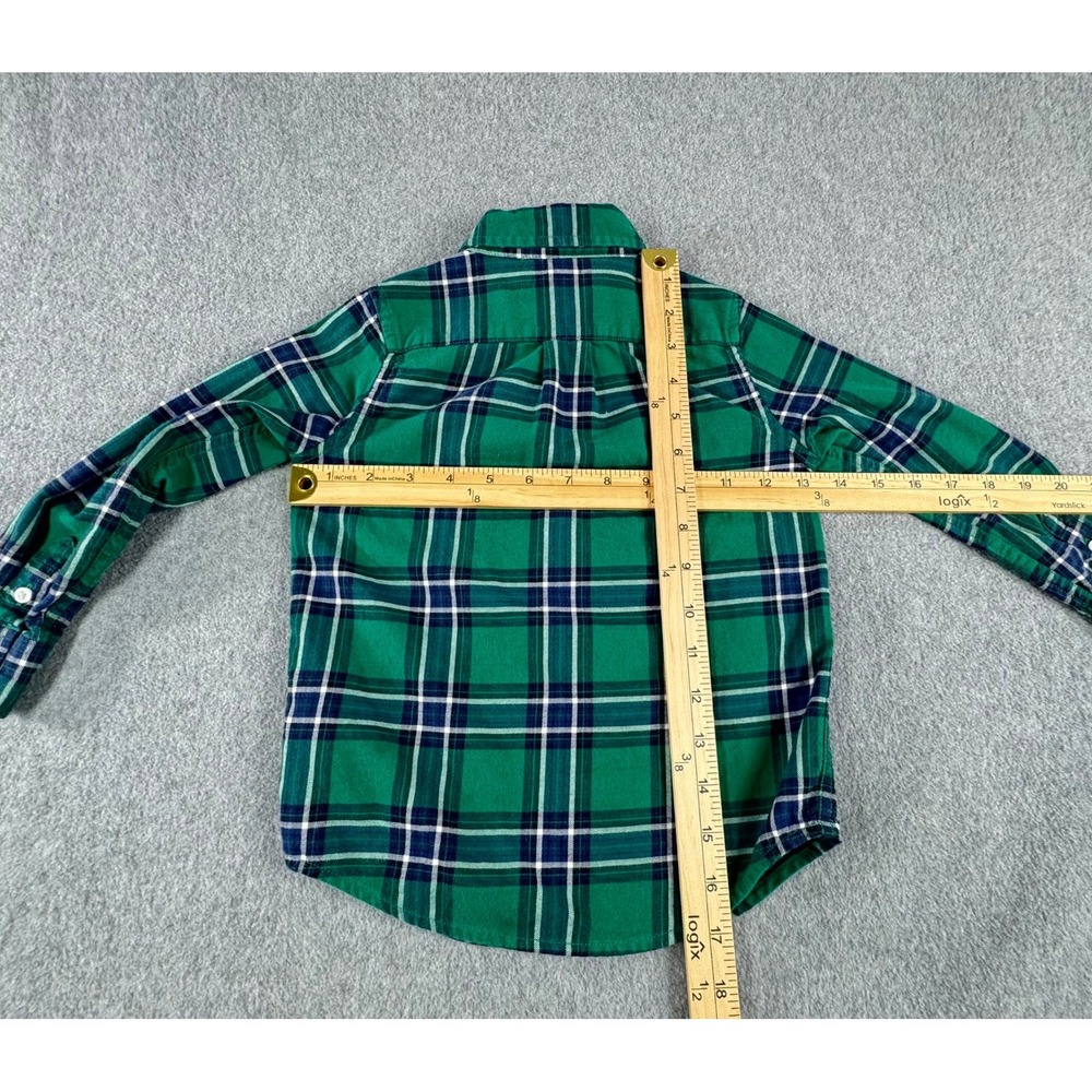 Janie and Jack Shirt Boys 3 3T Blue Green Plaid Button Down Long Sleeve - Picture 4 of 6
